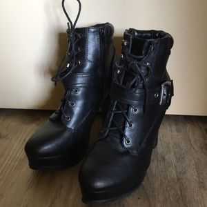 Faux Leather Lace Up Heels